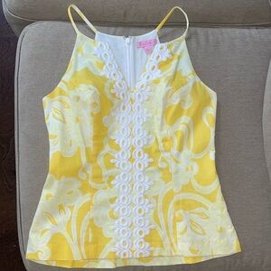 Lilly Pulitzer Yellow and White Embellished Camisole